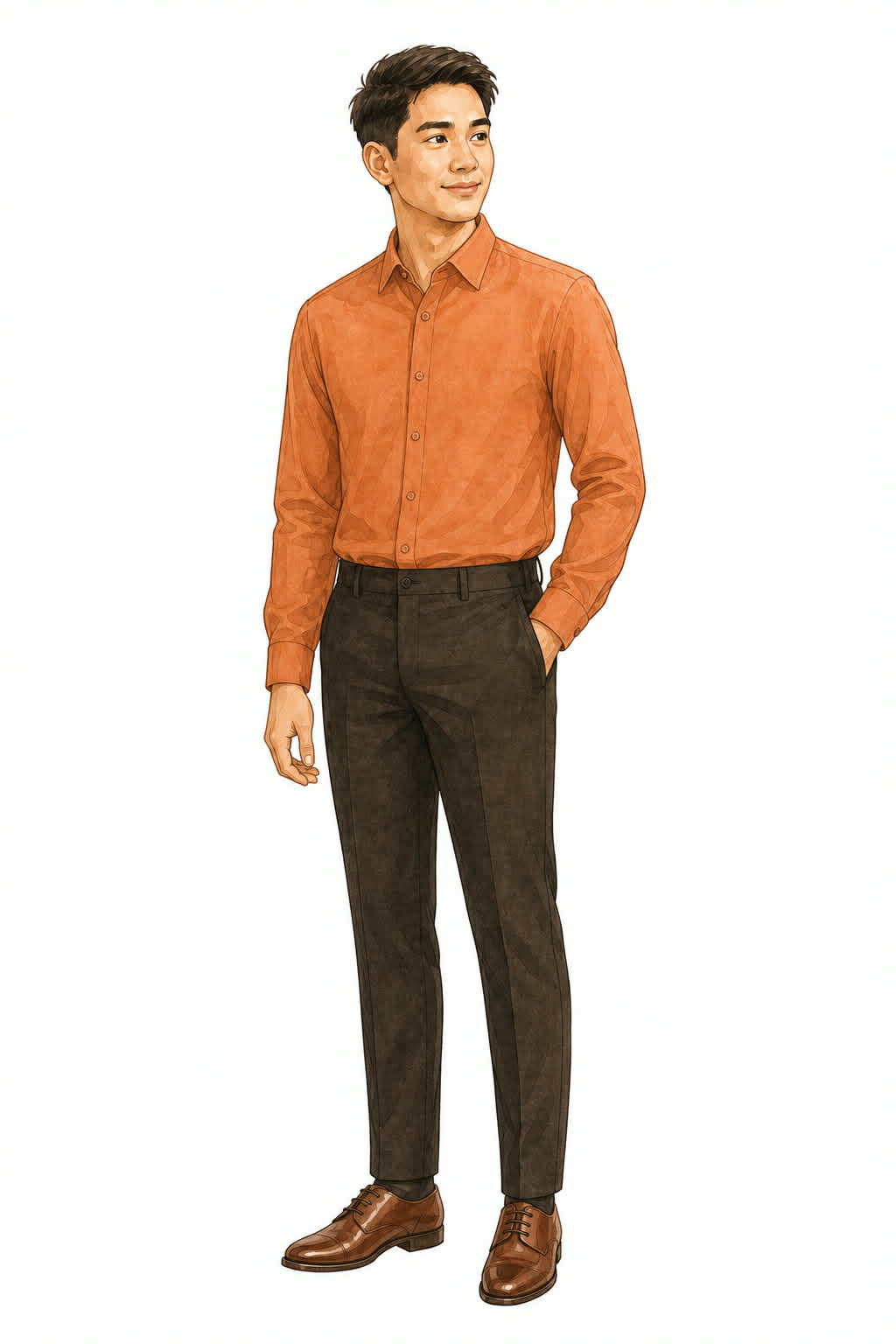 Terracotta earth-tone dress shirt alternative
